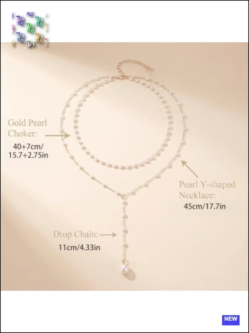 Dainty Y Shape Layered Faux Pearl Drop Chain Choker Necklace